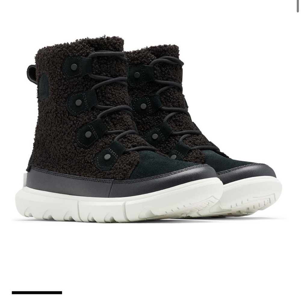 SOREL EXPLORER II JOAN COZY BOOTS WOMEN'S 7.5 - Black Teddy Boots